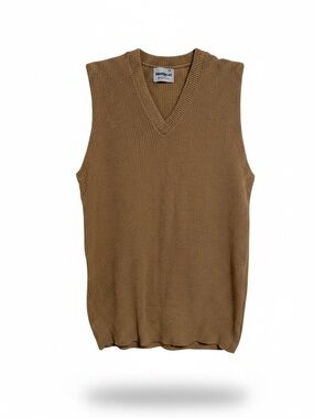 margot V-Neck Sleeveless Sweater Vest in Camel Brown